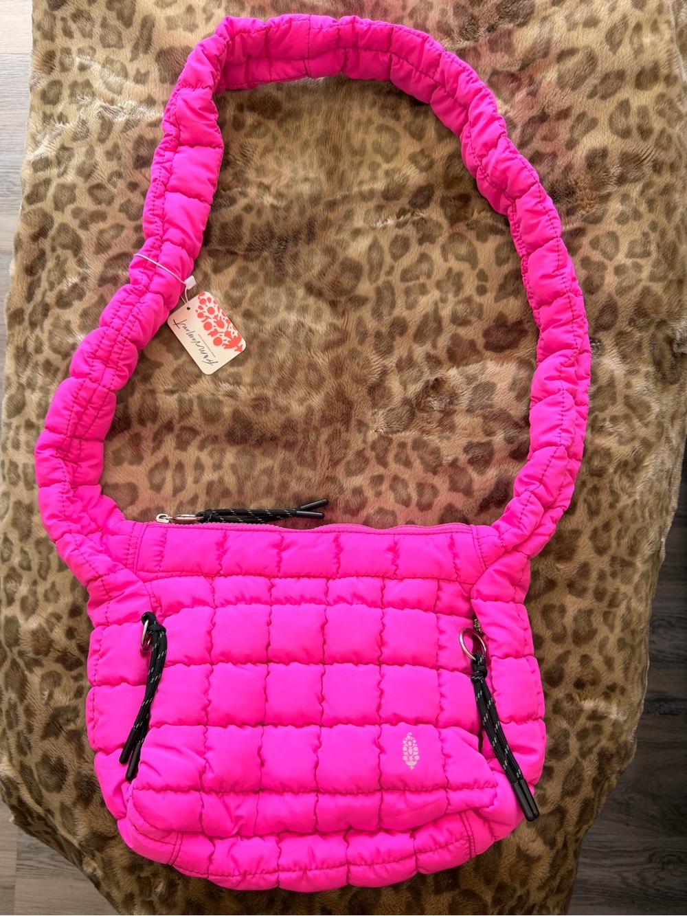 Free People Neon Pink Puffer Bag